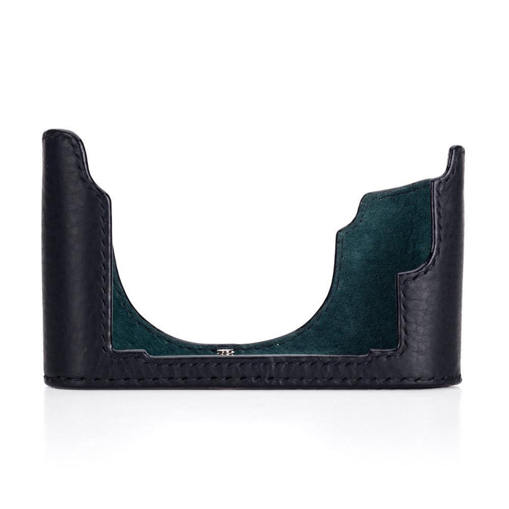 Arte di Mano M/M-P (Typ 240) Open Style Half Case with Battery Access Door- Minerva Black with Black Stitching