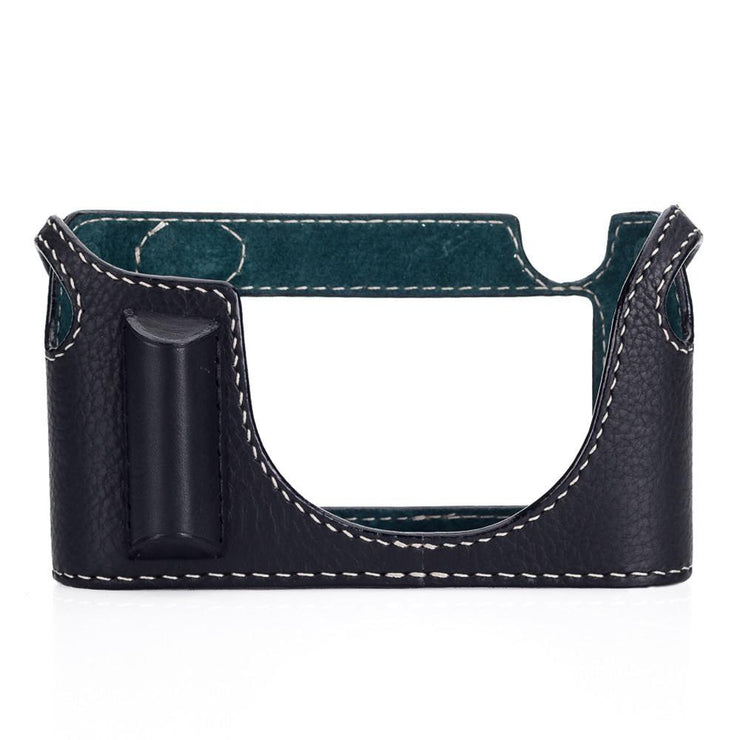 Arte di Mano Aventino Half Case for M8/M9/M-E/Mono - Minerva Black with White Stitching