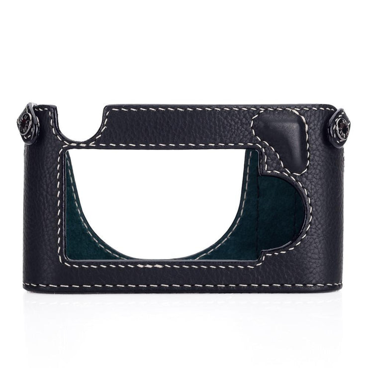 Arte di Mano Aventino Half Case for M8/M9/M-E/Mono - Minerva Black with White Stitching