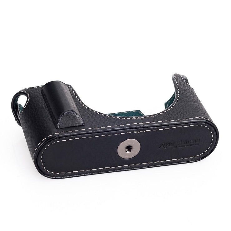 Arte di Mano Aventino Half Case for M8/M9/M-E/Mono - Minerva Black with White Stitching