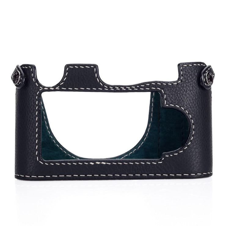 Arte di Mano Aventino Half Case with Thumbs Up Cutout for M8/M9/M-E/Mono - Minerva Black with White Stitching