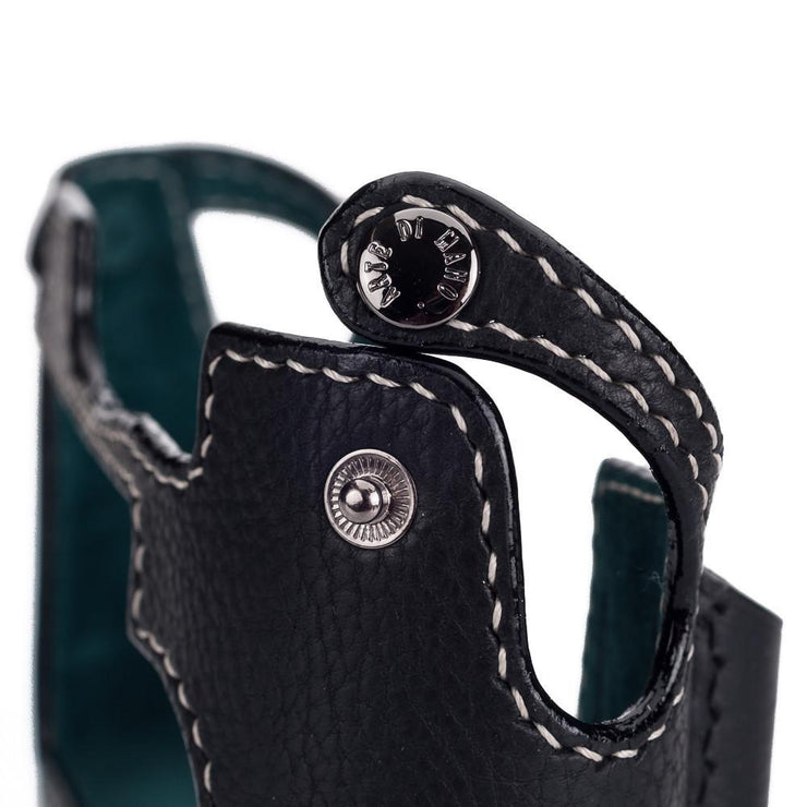 Arte di Mano Aventino Half Case with Thumbs Up Cutout for M8/M9/M-E/Mono - Minerva Black with White Stitching