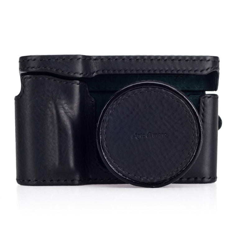 Arte di Mano Half Case + Semi Cover + Lens Cover for the Leica T (Typ 701) in Minerva Black with Black Stitching