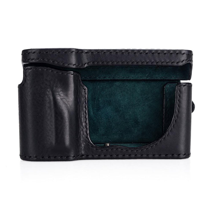 Arte di Mano Half Case + Semi Cover + Lens Cover for the Leica T (Typ 701) in Minerva Black with Black Stitching
