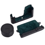 Arte di Mano Half Case + Semi Cover + Lens Cover for the Leica T (Typ 701) in Minerva Black with Black Stitching