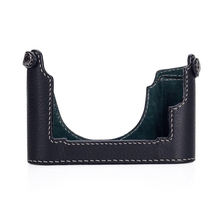 Arte di Mano Half Case for Leica M/M-P (Typ 240) with Regular Handgrip - Minerva Black with White Stitching