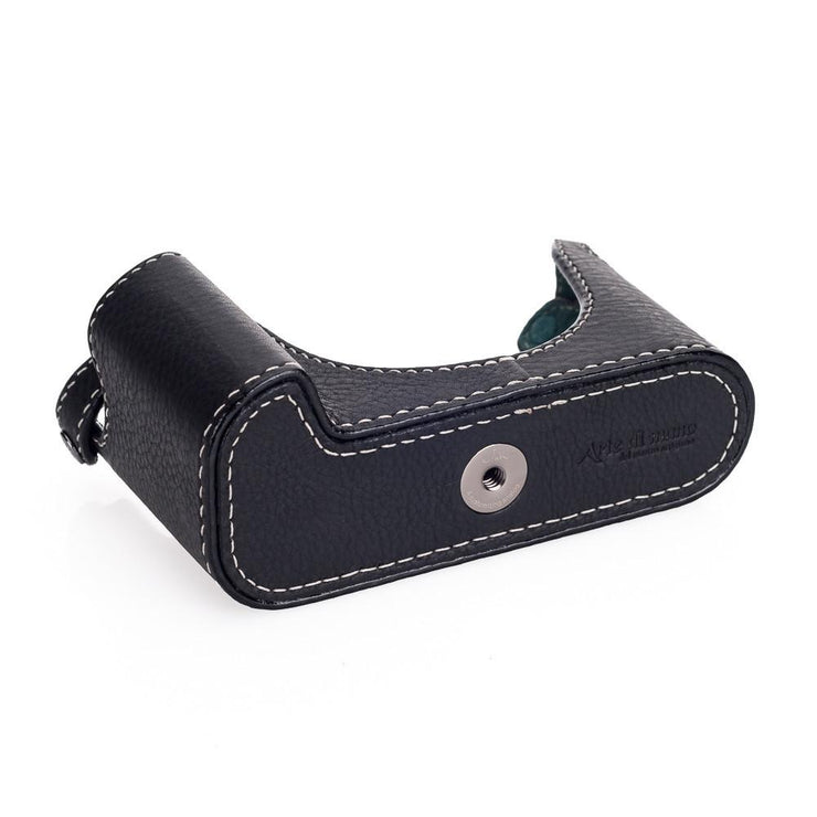 Arte di Mano Half Case for Leica M/M-P (Typ 240) with Regular Handgrip - Minerva Black with White Stitching
