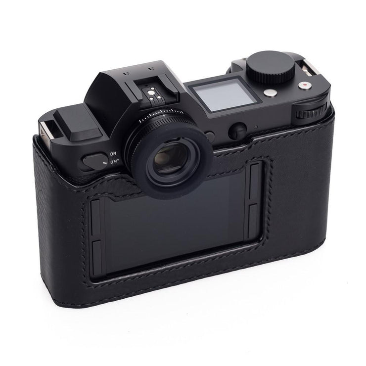 Arte di Mano Half Case for Leica SL (Typ 601) with Battery Access Door - Minerva Black with Black Stitching