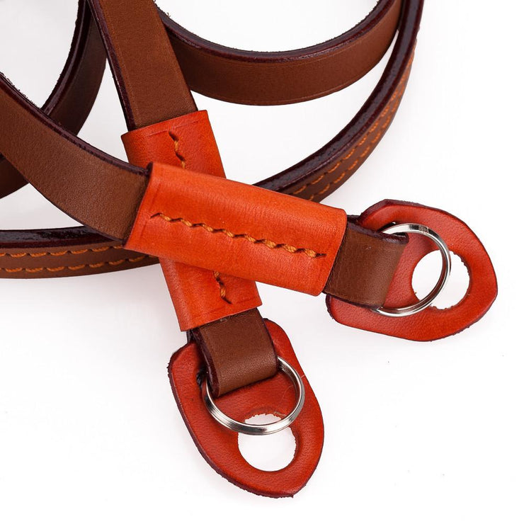 Arte di Mano Comodo Neck Strap - Barenia Tan with Buttero Orange Accents