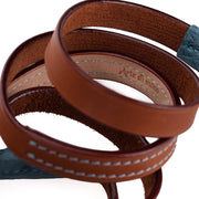Arte di Mano Comodo Neck Strap - Barenia Tan with Ostrich Sky Blue Accents