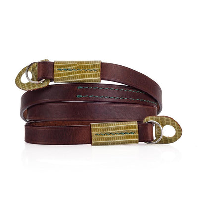 Arte di Mano Comodo Neck Strap - Rally Volpe with Lizard Apple Green Accents