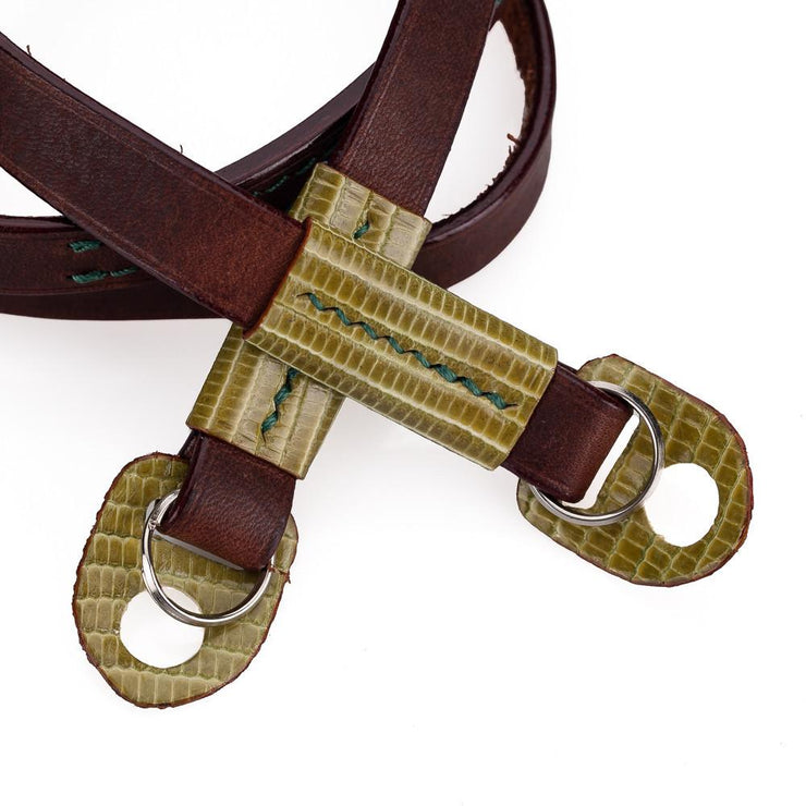 Arte di Mano Comodo Neck Strap - Rally Volpe with Lizard Apple Green Accents