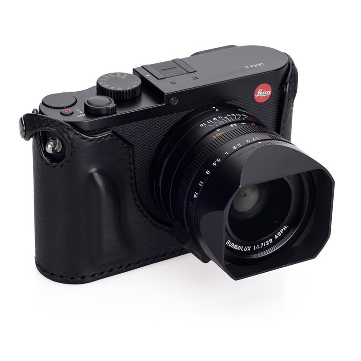 Arte di Mano Leica Q (Typ 116) Half Case - Minerva Black with Black Stitching