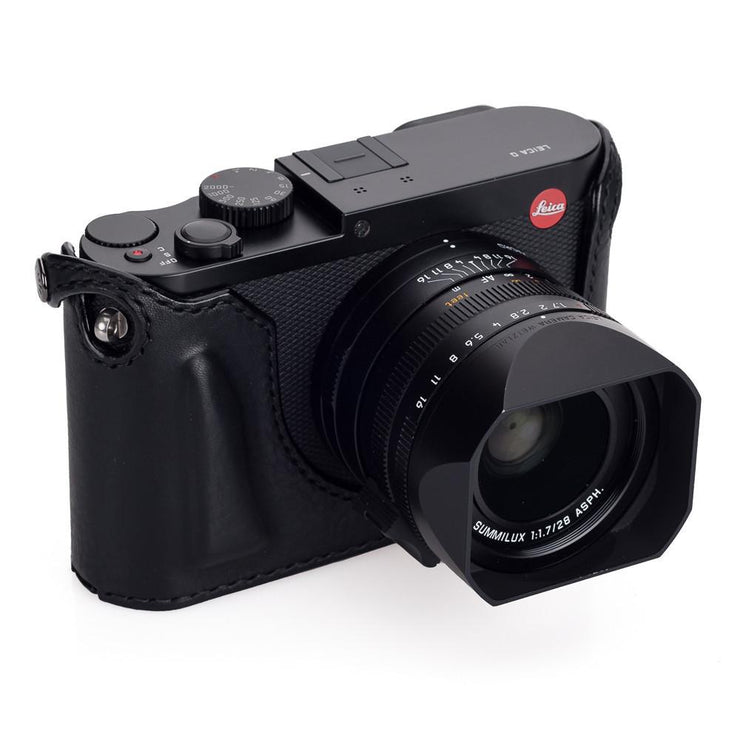 Arte di Mano Leica Q (Typ 116) Half Case with Battery Access Door - Minerva Black with Black Stitching