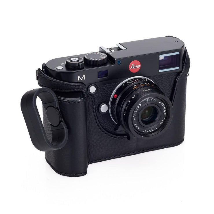 Arte di Mano Half Case for Leica M/M-P (Typ 240) for Multifunction Handgrip with Fingerloop Cutout - Minerva Black with Black Stitching