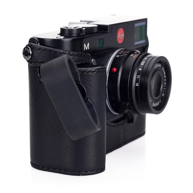 Arte di Mano Half Case for Leica M/M-P (Typ 240) for Multifunction Handgrip with Fingerloop Cutout - Minerva Black with Black Stitching