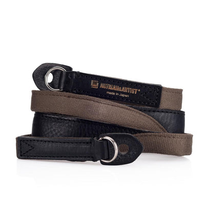 Artisan & Artist ACAM 120 Cotton/Leather Strap, Khaki/Black