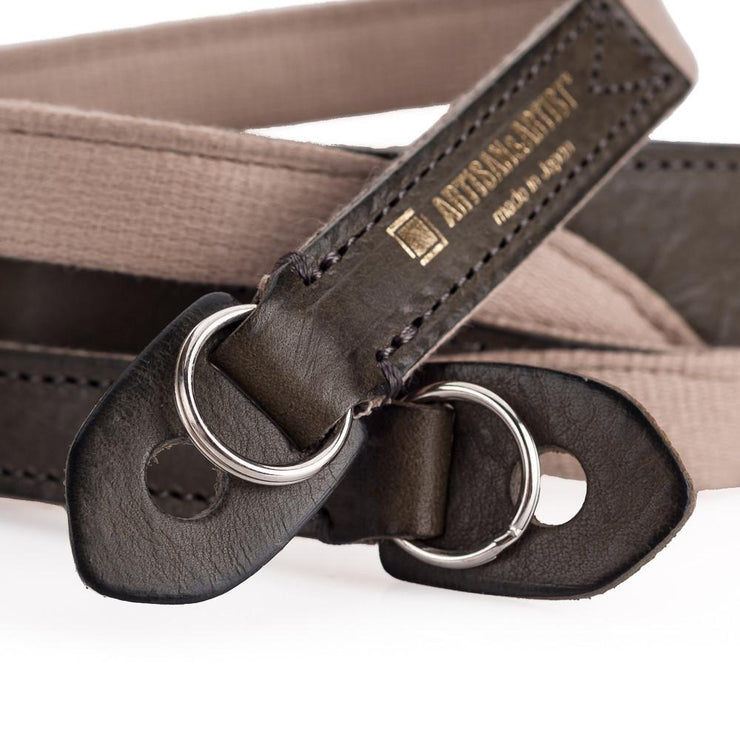 Artisan & Artist ACAM 120 Cotton/Leather Strap, Beige/Khaki