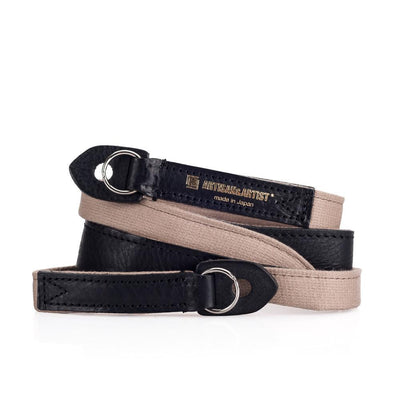 Artisan & Artist ACAM 120 Cotton/Leather Strap, Beige/Black