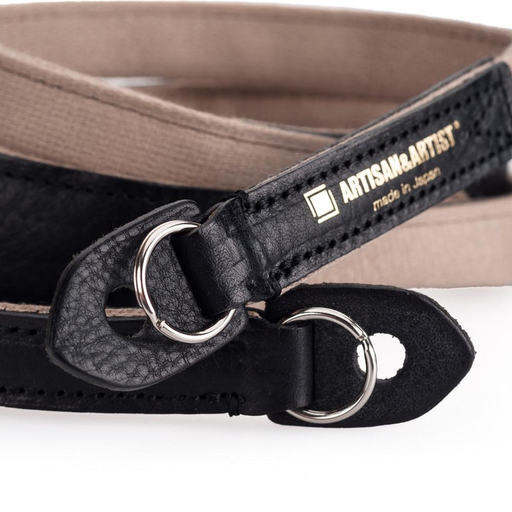 Artisan & Artist ACAM 120 Cotton/Leather Strap, Beige/Black