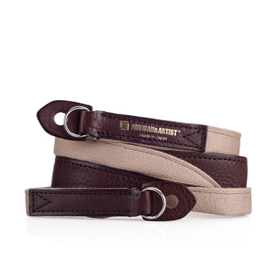 Artisan & Artist ACAM 120 Cotton/Leather Strap, Beige/Brown