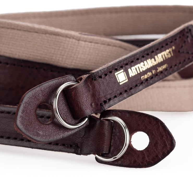 Artisan & Artist ACAM 120 Cotton/Leather Strap, Beige/Brown