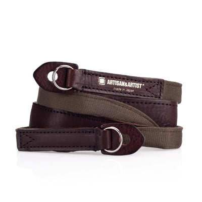 Artisan & Artist ACAM 120 Cotton/Leather Strap, Khaki/Brown