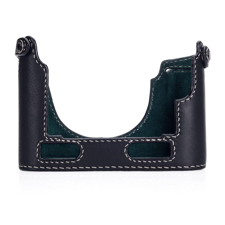 Arte di Mano Half Case for Leica M/M-P (Typ 240) for Multifunction Handgrip with Fingerloop Cutout - Minerva Black with White Stitching