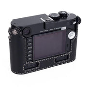 Arte di Mano Half Case for Leica M/M-P (Typ 240) for Multifunction Handgrip with Fingerloop Cutout - Minerva Black with White Stitching