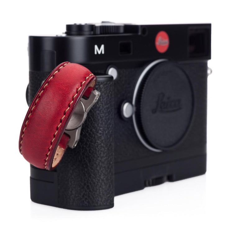 Arte di Mano Leather Finger Loop for Leica M (Typ 240) - Rally Bordo, Silver Metal