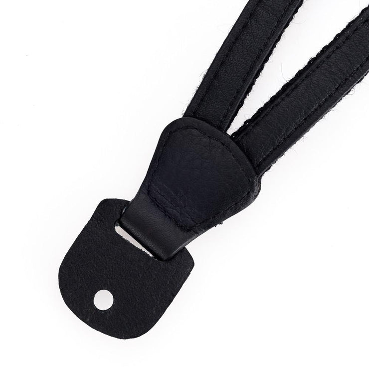 Cecilia Wrist Strap, Black Alpaca/ Black Leather