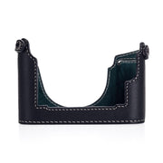 Arte di Mano Half Case for Leica M/M-P (Typ 240) for Regular Handgrip with Finger Loop Cutout - Minerva Black with White Stitching