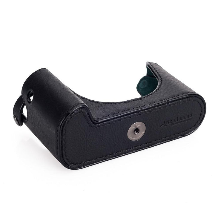 Arte di Mano Half Case for Leica M/M-P (Typ 240) for Regular Handgrip with Finger Loop Cutout - Minerva Black with Black Stitching
